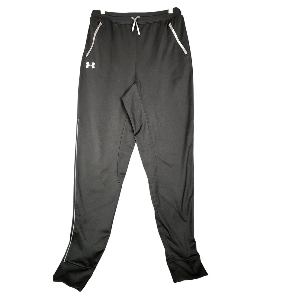Under Armour YXL Black‎ Joggers Track Pants Zip Pockets Athletic
